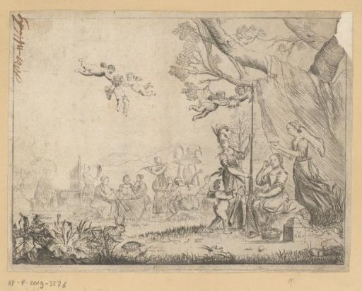 Coronation of a young woman by Minerva