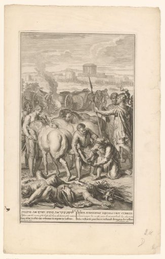 Joshua paralyzes the horses and burns the chariots of the peoples