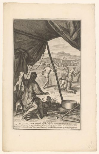 Ruth verzamelt aren op de akker van Boaz