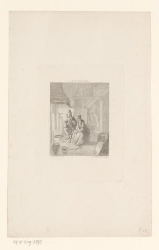 Interior with a Man and Woman by a Burning Fireplace
