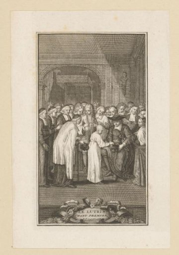 Interior with a group of clergymen