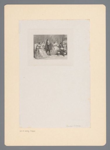 Interior with seated company and a standing man
