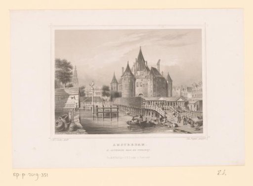 View of the Waag and fish market in Amsterdam