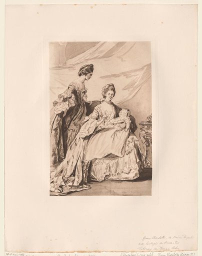 Group portrait of Charlotte of Mecklenburg, Queen of England, with Princess Charlotte and Mary Bertie, Duchess of Ancaster