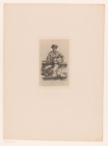 Neapolitan guitar player seated in a boat