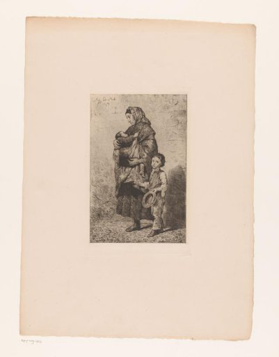 Woman with a Child in Her Arms and a Boy Beside Her