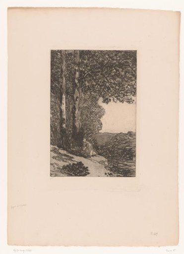 Forest landscape with a wood-gatherer