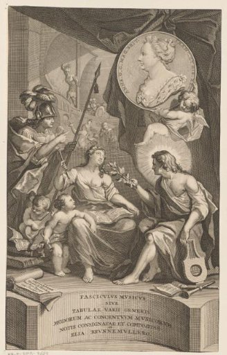 Allegorical title page with the personification of Music
