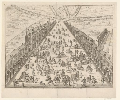 View of various fountains and baths at Aachen