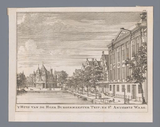 View of the Kloveniersburgwal with the Trippenhuis and the Waag on the Nieuwmarkt