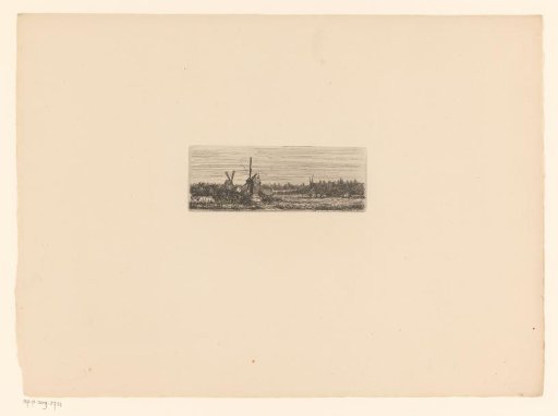 Landscape with three windmills