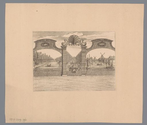 Three views, two of canals and a promenade