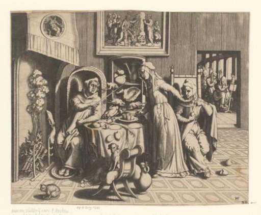 Nun between a prior and a young monk
