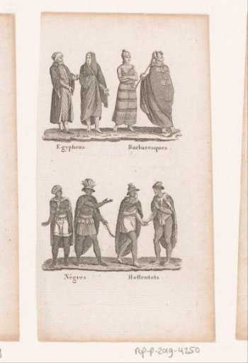 Egyptians, Berbers, Africans and Khoekhoe in costume