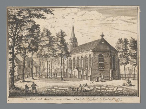 View of the church and churchyard at Sloten
