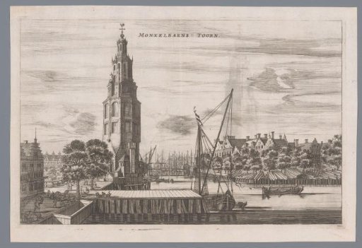 View of the Montelbaanstoren in Amsterdam