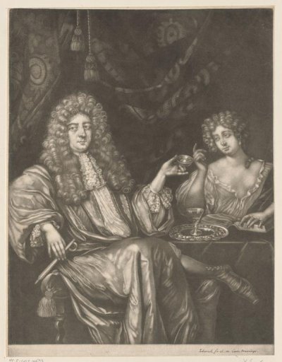 Portrait of a man, possibly Hadriaan Beverland, with his mistress