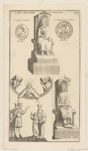 Images of King Louis IV, Lotharius, and Louis V of France