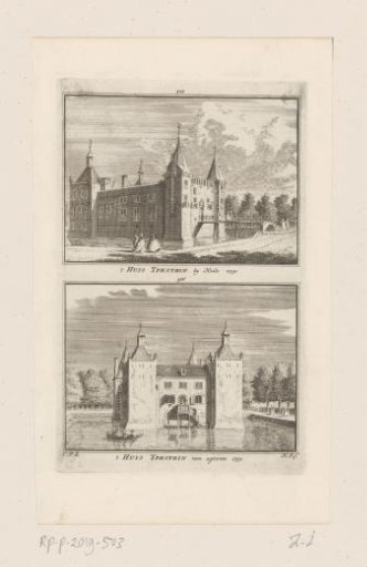 Two views of Kasteel Ypestein in Heiloo, 1730