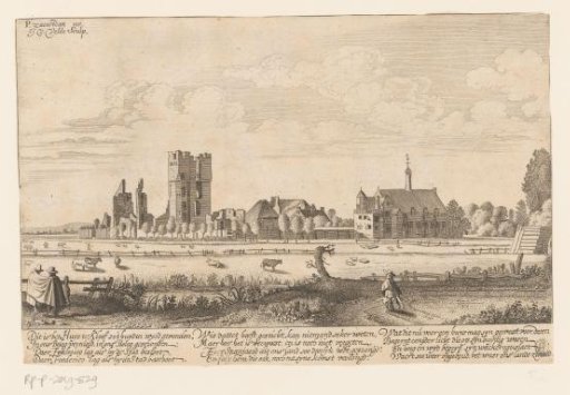 View of the ruin of Huis ter Kleef in Haarlem