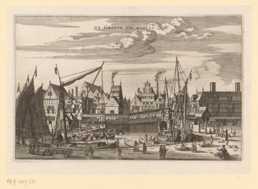View of the Fish Market at the Damsluis on the Dam in Amsterdam