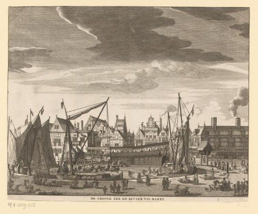 View of the Fish Market at the Damsluis on the Dam in Amsterdam