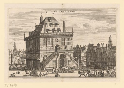 View of the Waag on the Dam in Amsterdam