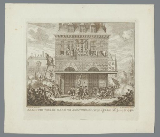 Unrest during the hanging of a man and woman at the Waag in Amsterdam, 28 June 1748