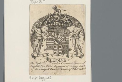 Ex libris of Charles Viscount Bruce of Ampthill (Son and Heir Apparent of Thomas Earl of Ailesbury) and Baron Bruce of Whorleton