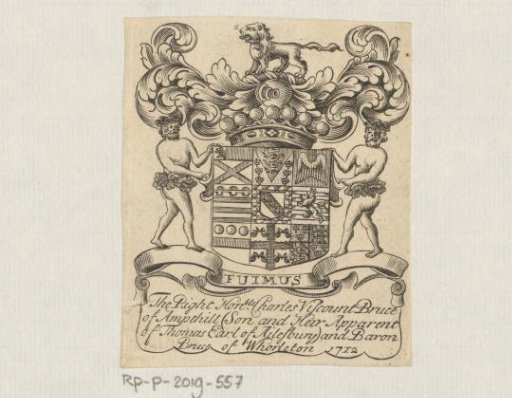 Ex libris of Charles Viscount Bruce of Ampthill (Son and Heir Apparent of Thomas Earl of Ailesbury) and Baron Bruce of Whorleton