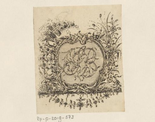 Ex libris with the possible initials JB or IB
