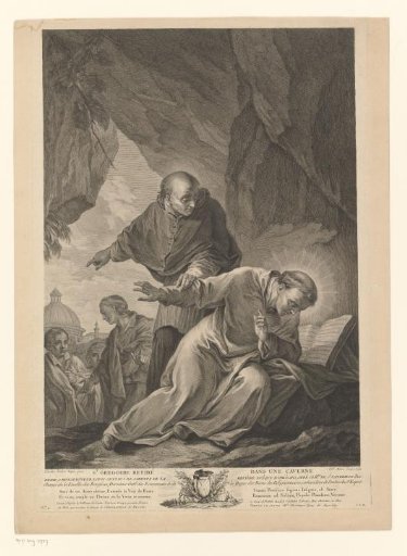 St. Gregory withdraws into a cave