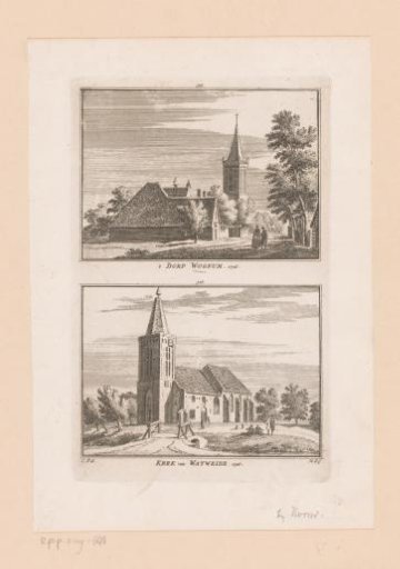 Views of Wognum and the church of Watweide, 1726