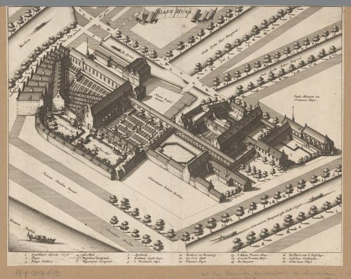 View of the Oudezijds Heerenlogement and Binnengasthuis in Amsterdam in Bird's-Eye Perspective
