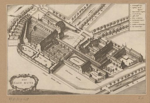 Bird's-Eye View of the Binnengasthuis and the Oudezijds Heerenlogement in Amsterdam