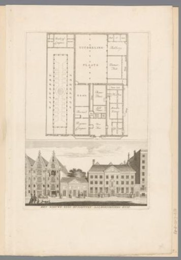 Plan and view of the Nieuwezijds Huiszittenhuis in Amsterdam