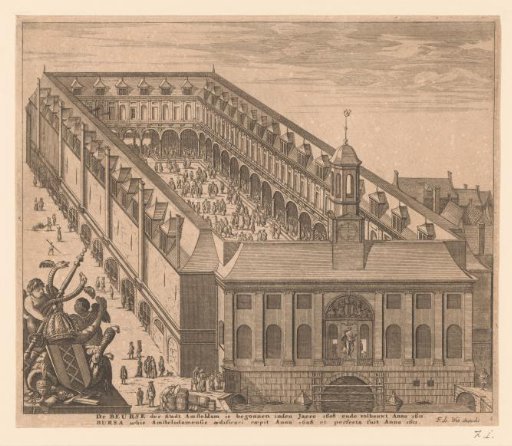 Bird's-Eye View of the Beurs of Hendrik de Keyser in Amsterdam, after 1668