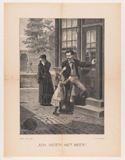 Girl trying to stop her father from entering a café