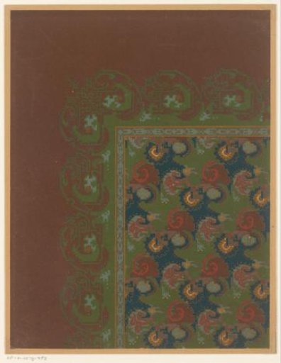 Part of a carpet with round and curling forms