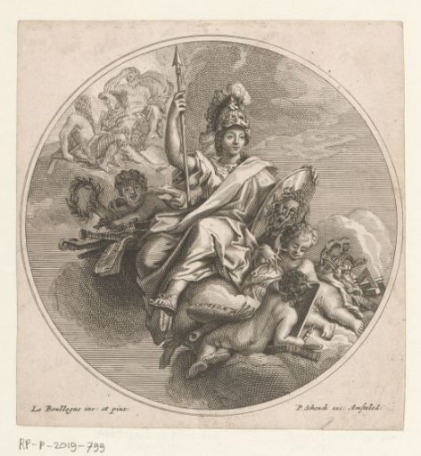 Minerva with putti on a cloud
