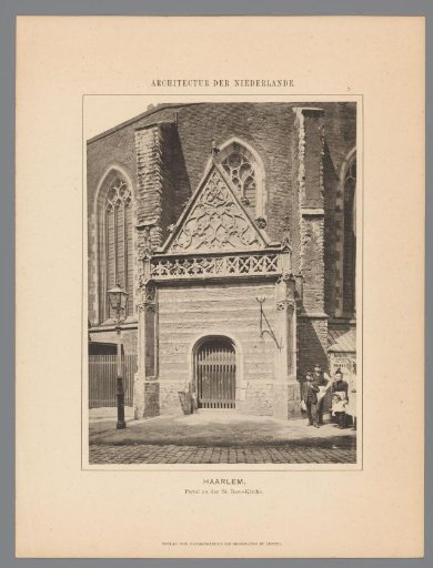 View of a side entrance of the Sint-Bavokerk in Haarlem