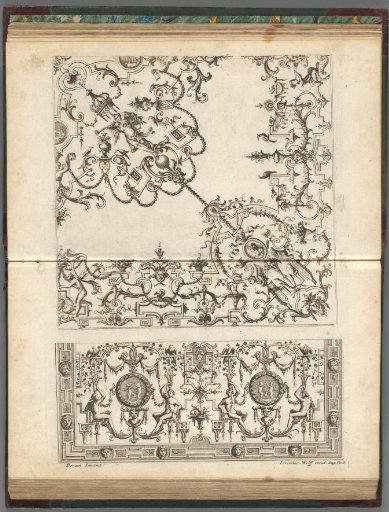 Compositions with a trumpeting angel and ceiling decoration