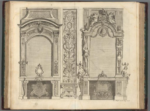 Fireplaces with clock and medallion