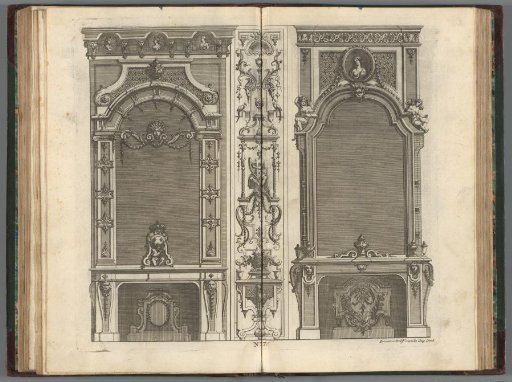 Fireplaces with pendulum clock and bust