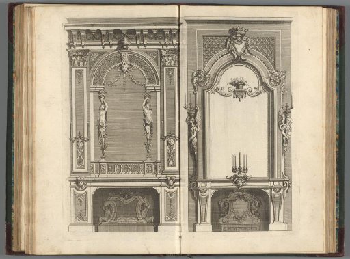 Fireplaces with caryatids and candlesticks