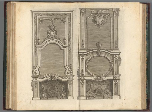 Fireplaces with cartouche and vases