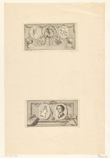 Portraits of Phryne and Alexander the Great and portraits of Emperor Augustus and Pietro Aretino