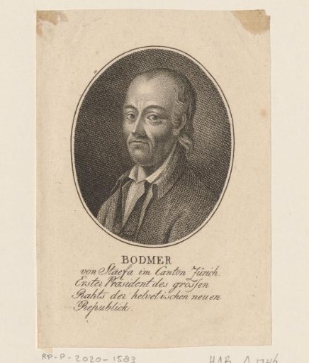 Portrait of Johann Jacob Bodmer von Stäfa