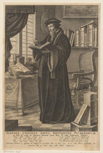 Portrait of Johannes Calvin in his study