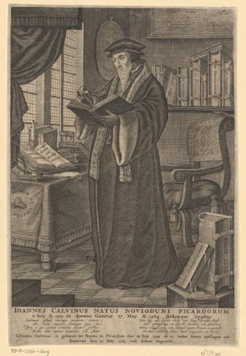 Portrait of Johannes Calvin in his study
